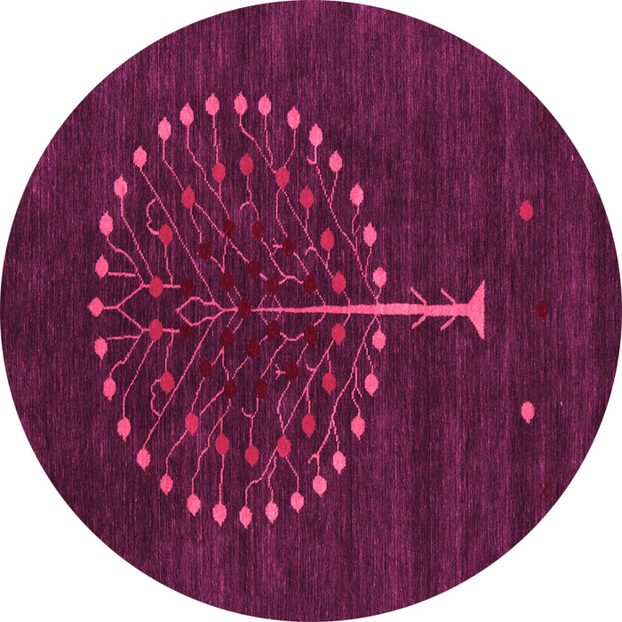 Round Abstract Pink Contemporary Rug, con1966pnk