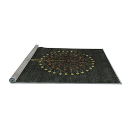 Sideview of Machine Washable Abstract Light Blue Contemporary Rug, wshcon1966lblu