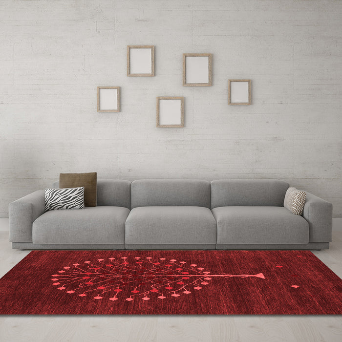 Contemporary Red Washable Rugs