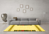 Machine Washable Solid Yellow Modern Rug, wshcon1967yw