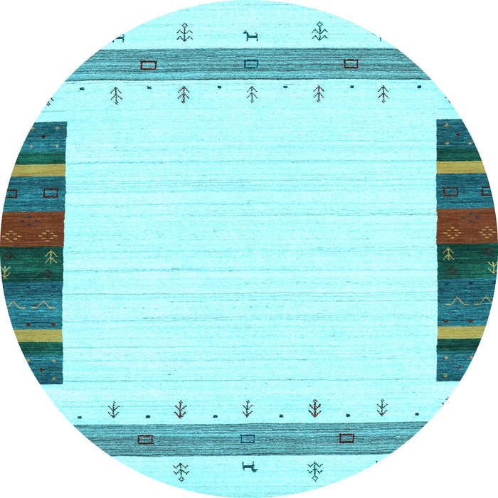 Round Solid Light Blue Modern Rug, con1967lblu