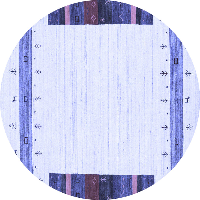 Round Machine Washable Solid Blue Modern Rug, wshcon1967blu