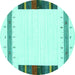 Round Solid Turquoise Modern Rug, con1967turq