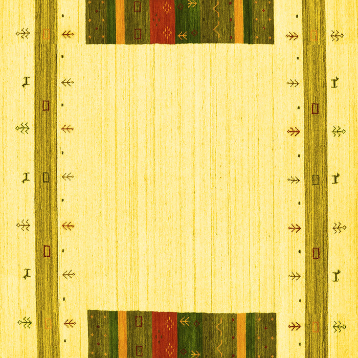 Square Machine Washable Solid Yellow Modern Rug, wshcon1967yw