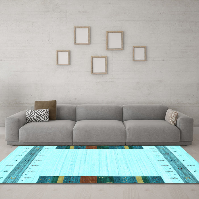 Machine Washable Solid Light Blue Modern Rug in a Living Room, wshcon1967lblu