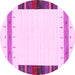 Round Machine Washable Solid Pink Modern Rug, wshcon1967pnk