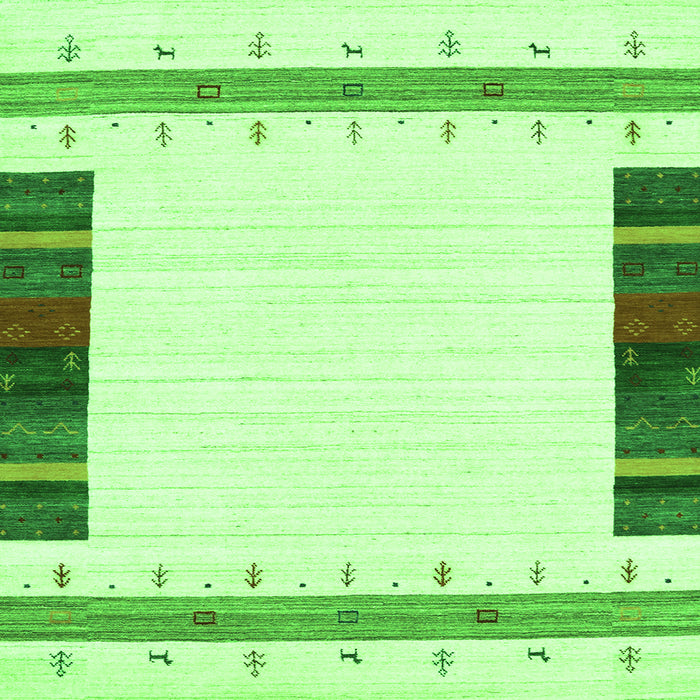 Round Machine Washable Solid Green Modern Area Rugs, wshcon1967grn