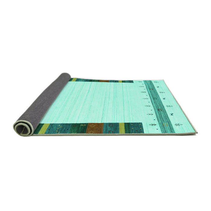 Sideview of Solid Turquoise Modern Rug, con1967turq