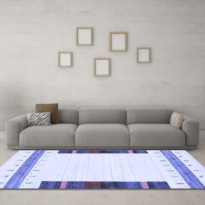 Machine Washable Solid Blue Modern Rug in a Living Room, wshcon1967blu