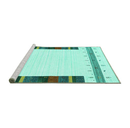 Sideview of Machine Washable Solid Turquoise Modern Area Rugs, wshcon1967turq