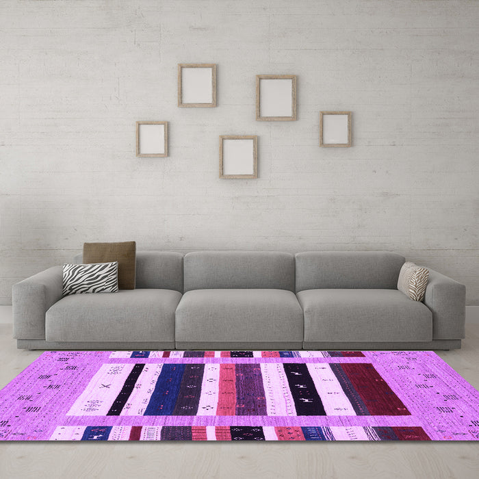 Machine Washable Abstract Purple Contemporary Area Rugs in a Living Room, wshcon1968pur