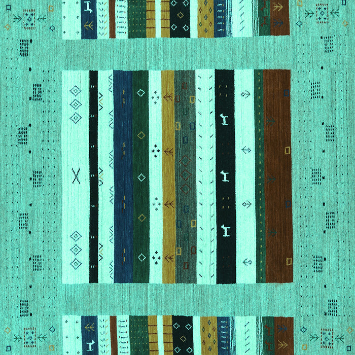 Square Abstract Turquoise Contemporary Rug, con1968turq