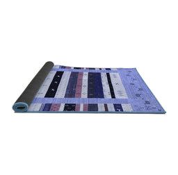 Sideview of Abstract Blue Contemporary Rug, con1968blu