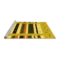 Sideview of Machine Washable Abstract Yellow Contemporary Rug, wshcon1968yw