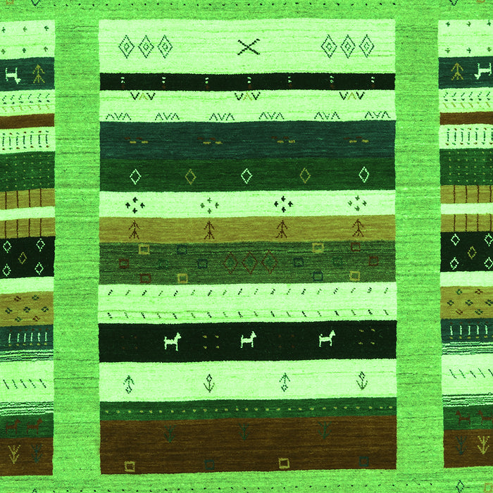 Serging Thickness of Machine Washable Abstract Green Contemporary Area Rugs, wshcon1968grn