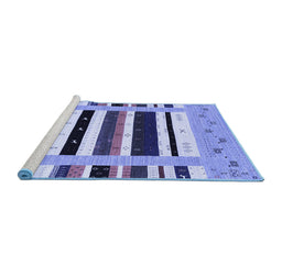 Sideview of Machine Washable Abstract Blue Contemporary Rug, wshcon1968blu