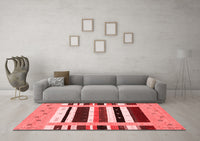 Machine Washable Abstract Red Contemporary Rug, wshcon1968red