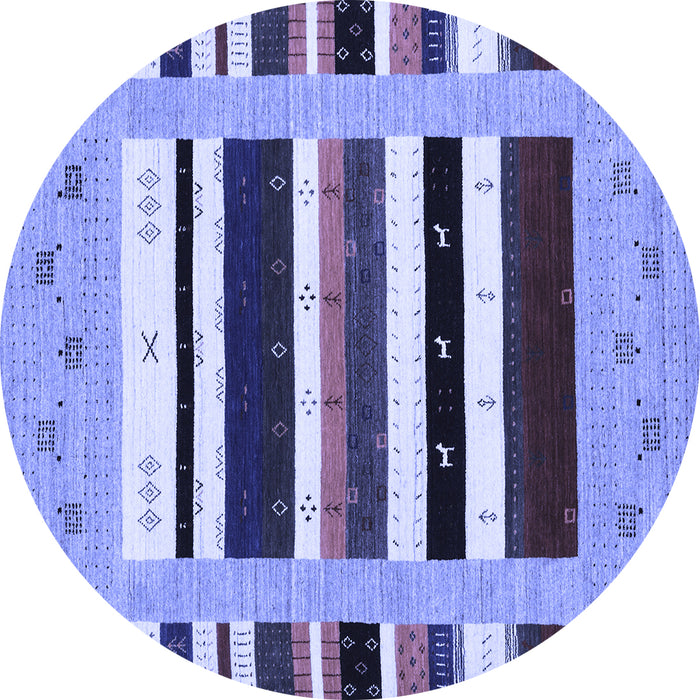 Round Abstract Blue Contemporary Rug, con1968blu