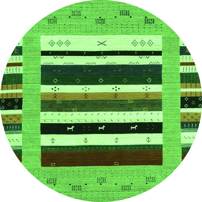 Square Abstract Green Contemporary Rug, con1968grn