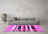 Machine Washable Abstract Pink Contemporary Rug, wshcon1968pnk