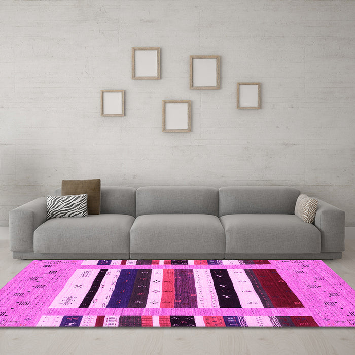Machine Washable Abstract Pink Contemporary Rug in a Living Room, wshcon1968pnk