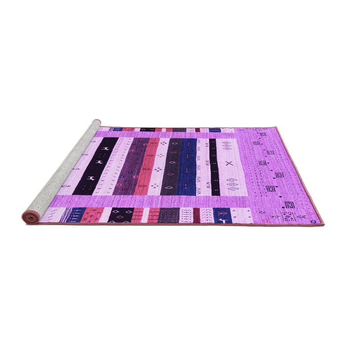 Sideview of Machine Washable Abstract Purple Contemporary Area Rugs, wshcon1968pur