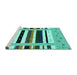 Sideview of Machine Washable Abstract Turquoise Contemporary Area Rugs, wshcon1968turq