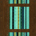 Square Machine Washable Abstract Turquoise Contemporary Area Rugs, wshcon1969turq