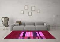 Machine Washable Abstract Pink Contemporary Rug, wshcon1969pnk