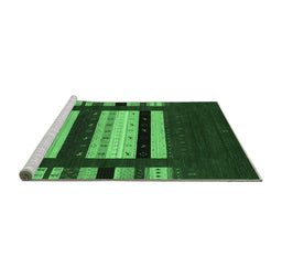 Sideview of Machine Washable Abstract Emerald Green Contemporary Area Rugs, wshcon1969emgrn