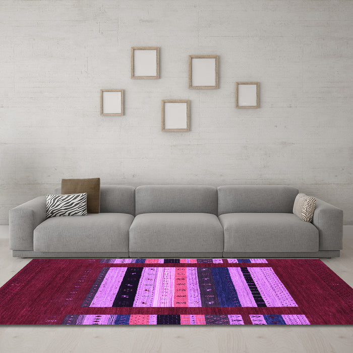 Machine Washable Abstract Purple Contemporary Area Rugs in a Living Room, wshcon1969pur