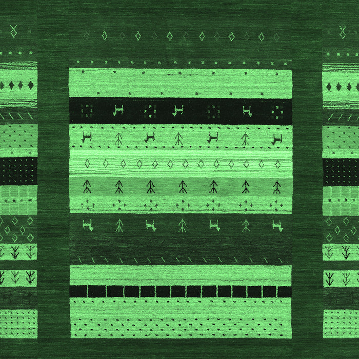 Machine Washable Abstract Emerald Green Contemporary Area Rugs, wshcon1969emgrn