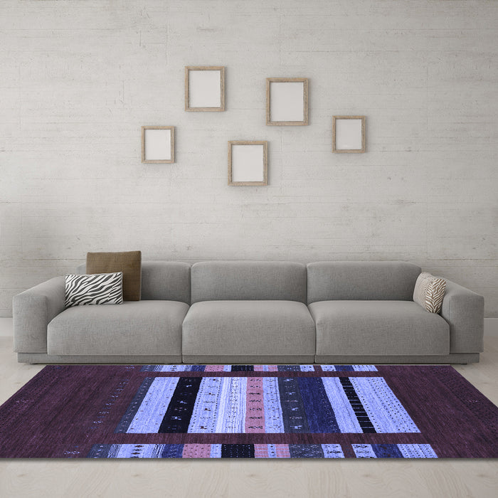Machine Washable Abstract Blue Contemporary Rug in a Living Room, wshcon1969blu