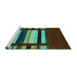 Sideview of Machine Washable Abstract Turquoise Contemporary Area Rugs, wshcon1969turq