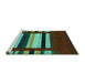 Sideview of Machine Washable Abstract Turquoise Contemporary Area Rugs, wshcon1969turq