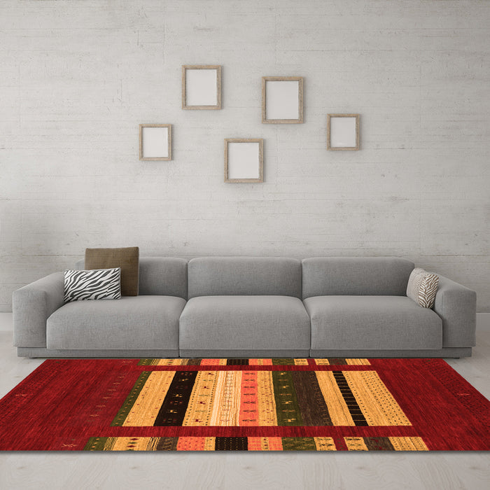Machine Washable Abstract Orange Contemporary Area Rugs in a Living Room, wshcon1969org