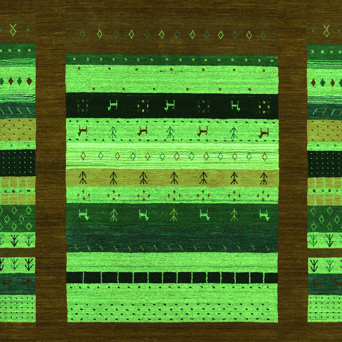 Serging Thickness of Machine Washable Abstract Green Contemporary Area Rugs, wshcon1969grn