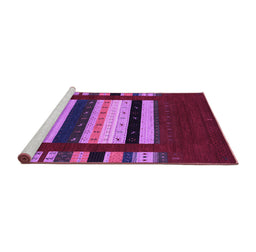 Sideview of Machine Washable Abstract Purple Contemporary Area Rugs, wshcon1969pur