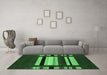 Machine Washable Abstract Emerald Green Contemporary Area Rugs in a Living Room,, wshcon1969emgrn