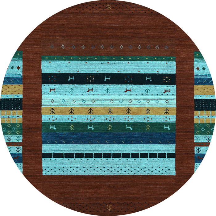 Round Machine Washable Abstract Light Blue Contemporary Rug, wshcon1969lblu