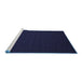 Sideview of Machine Washable Abstract Blue Contemporary Rug, wshcon196blu