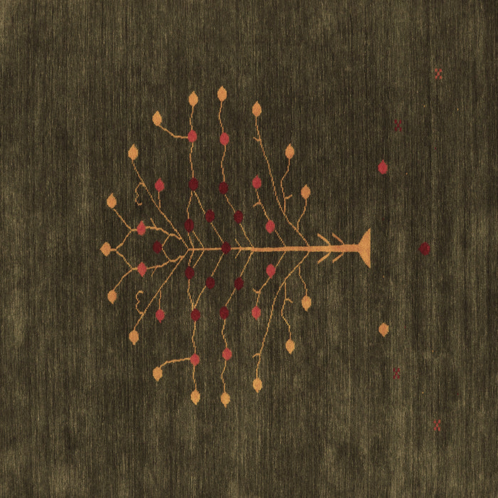 Square Abstract Brown Contemporary Rug, con1970brn