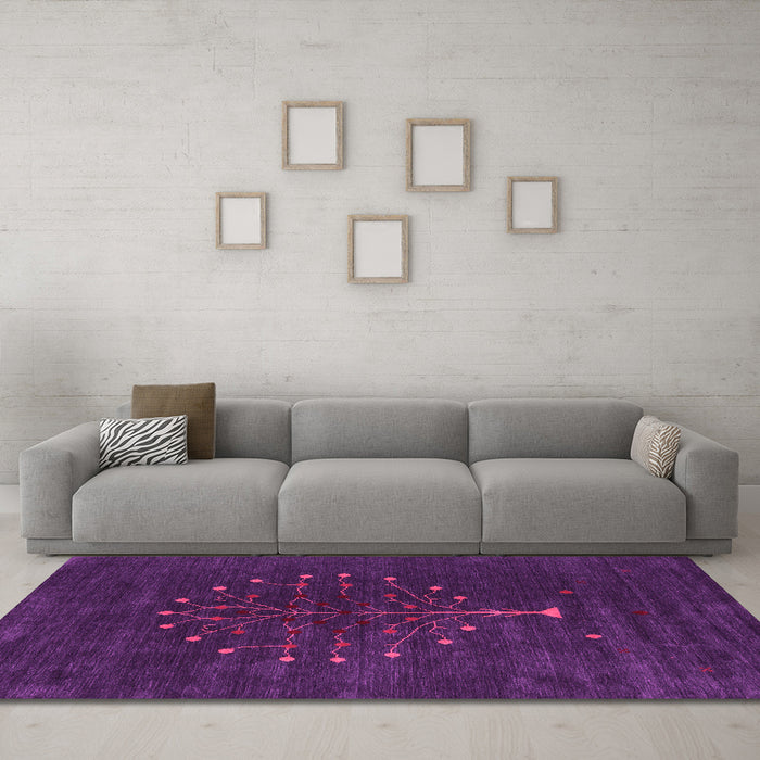 Machine Washable Abstract Pink Contemporary Rug in a Living Room, wshcon1970pnk
