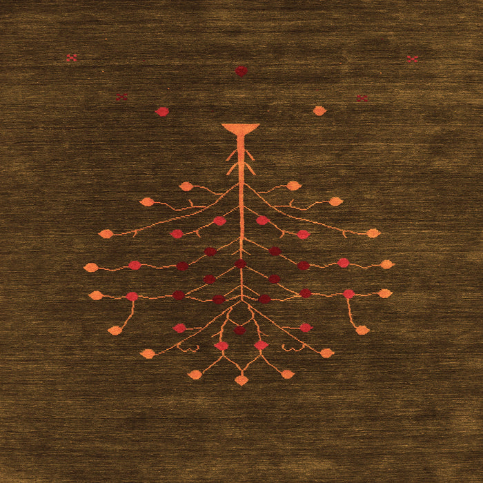 Serging Thickness of Abstract Orange Contemporary Rug, con1970org