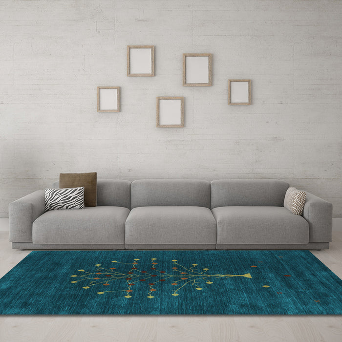 Machine Washable Abstract Light Blue Contemporary Rug in a Living Room, wshcon1970lblu