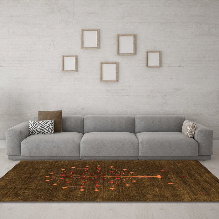 Machine Washable Abstract Orange Contemporary Area Rugs in a Living Room, wshcon1970org