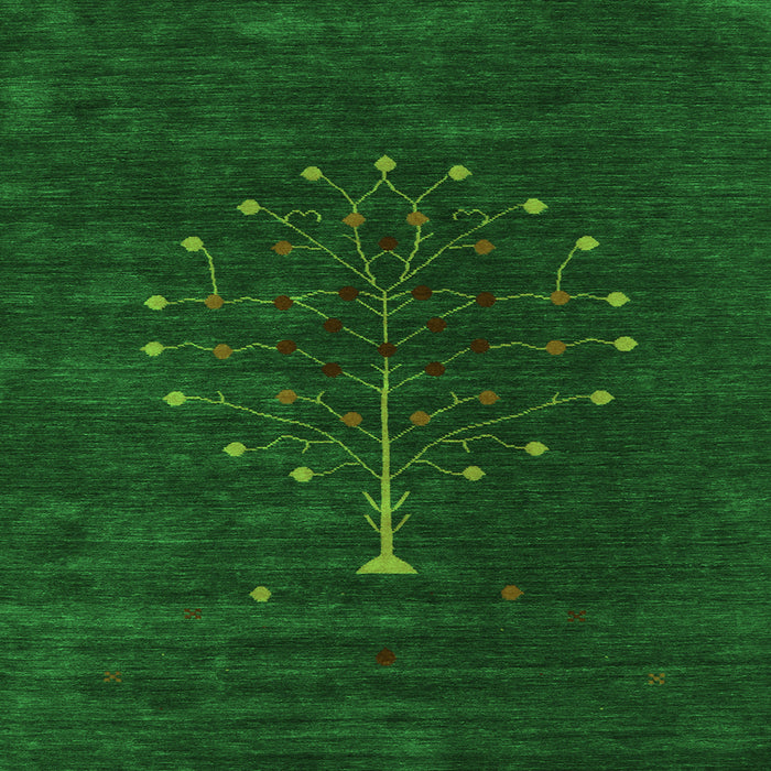 Round Machine Washable Abstract Green Contemporary Area Rugs, wshcon1970grn