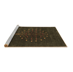 Sideview of Machine Washable Abstract Brown Contemporary Rug, wshcon1970brn