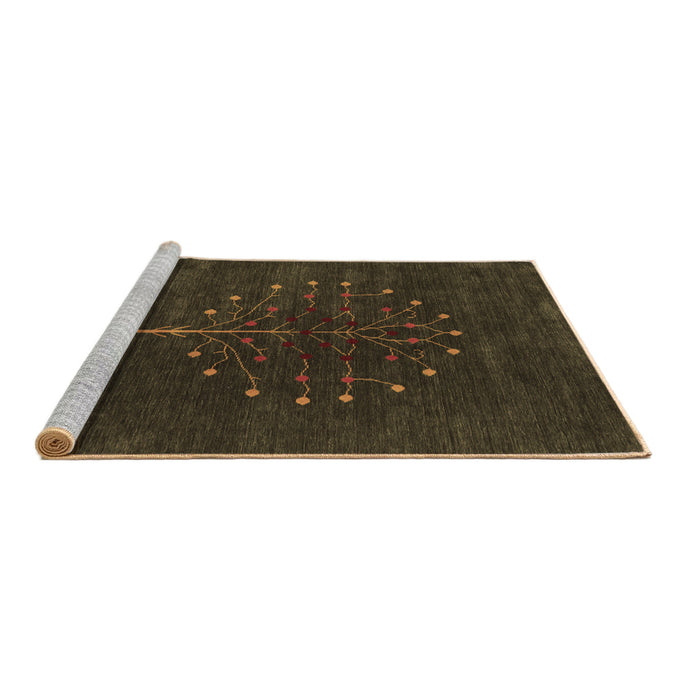 Sideview of Machine Washable Abstract Brown Contemporary Rug, wshcon1970brn