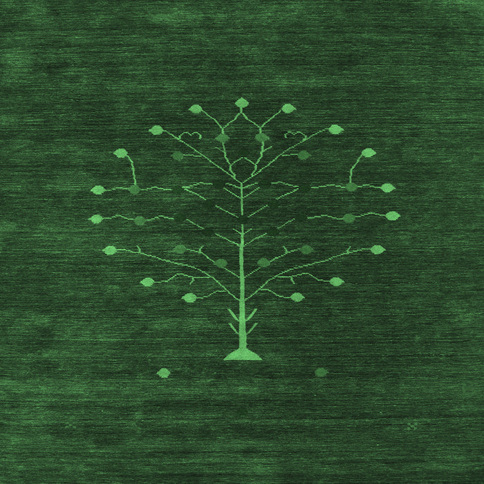 Square Abstract Emerald Green Contemporary Rug, con1970emgrn